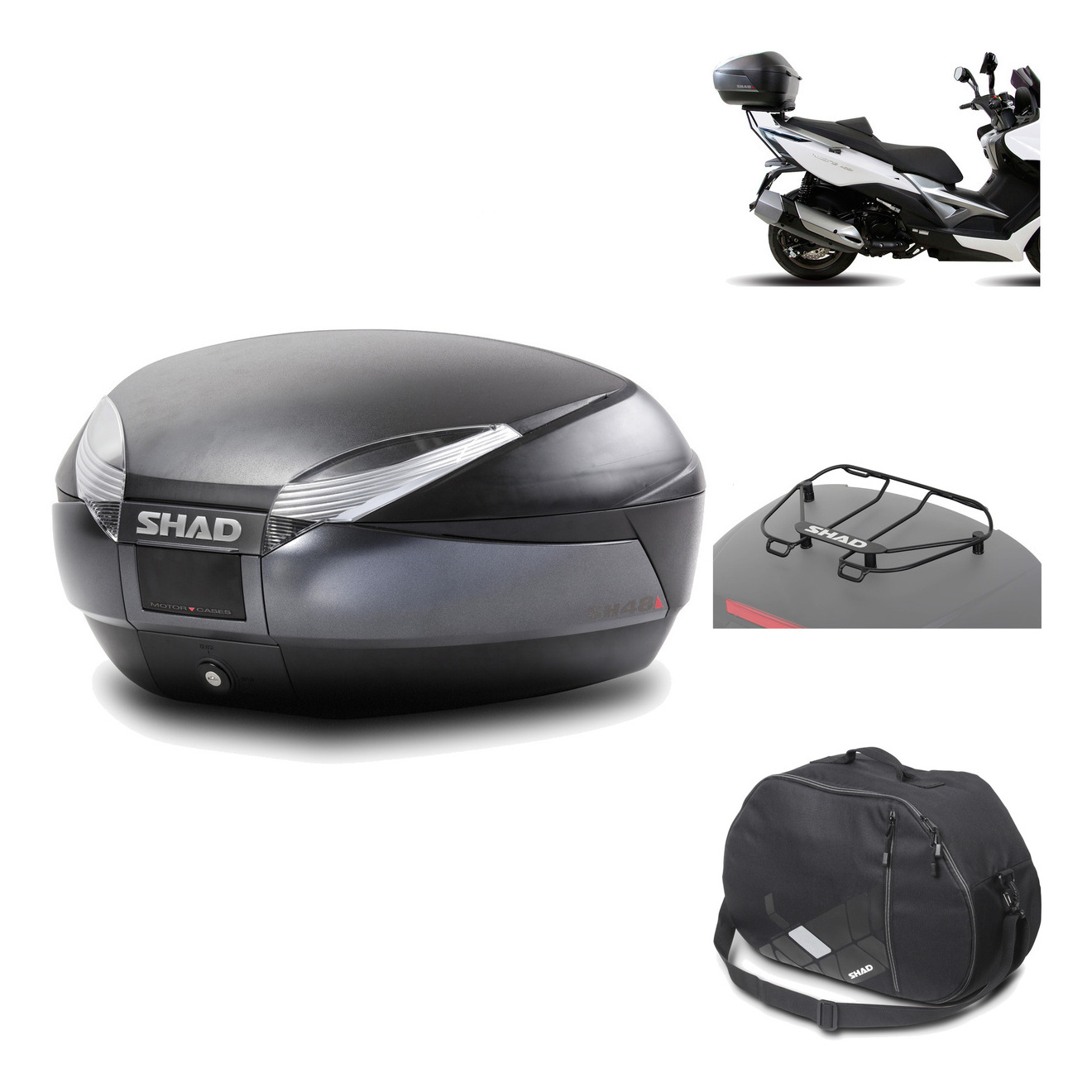 Baul Trasero + Herraje Montaje + Accesorios Sh48 Dark Grey Premium KIT-189592