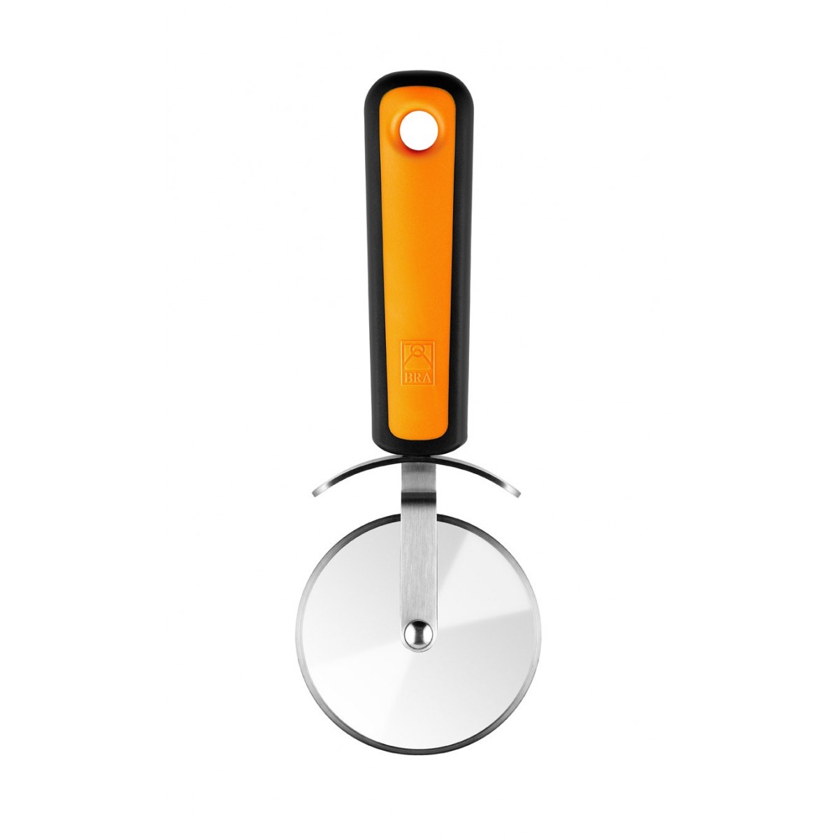 Bra - Cortapizza  Efficient, Utensilio de Cocina, Acero Inoxidable, Silicona Naranja, Cortador de Pizzas, Apto Lavavajillas