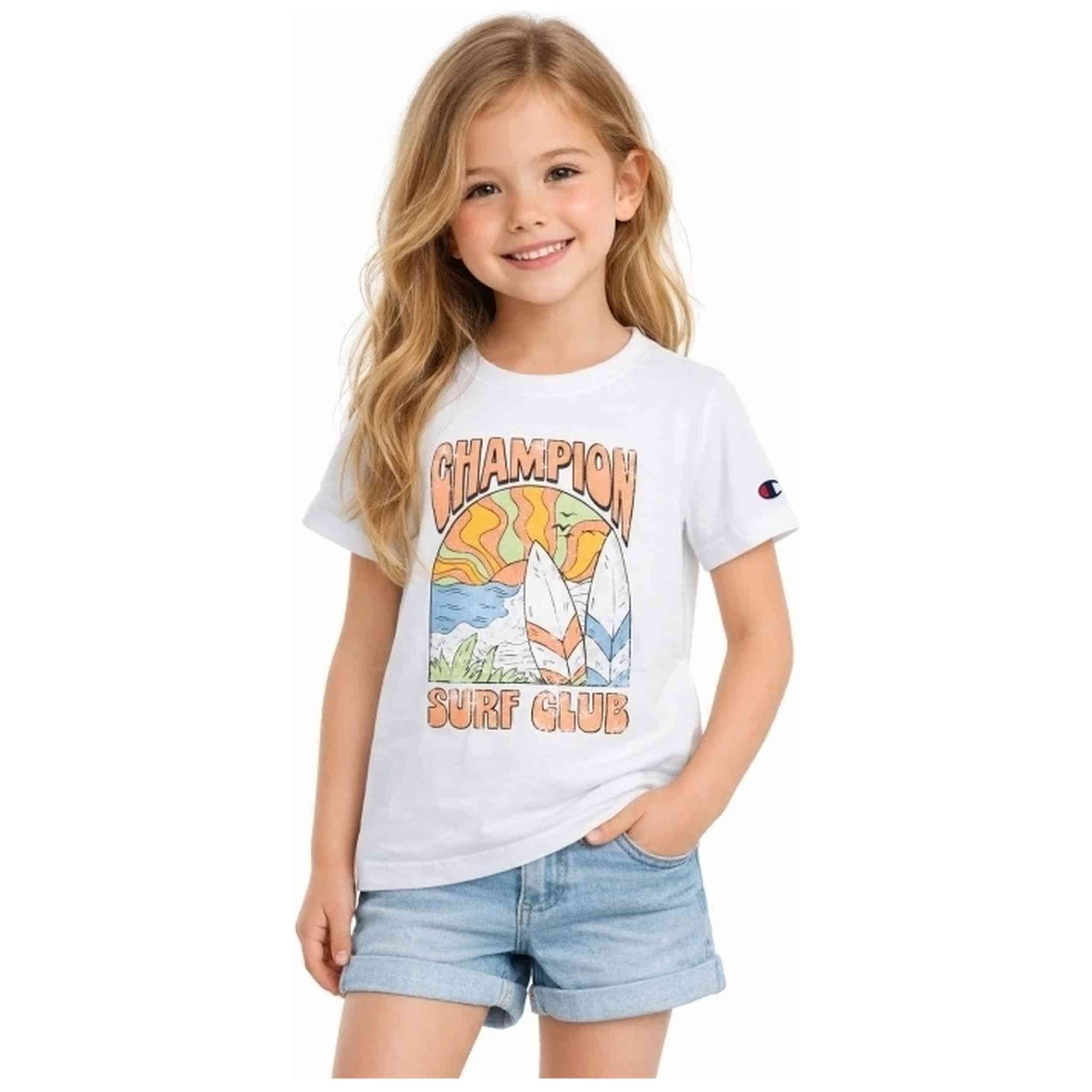 Camiseta De Manga Corta Champion modelo Graphi para Niñas en color Blanco