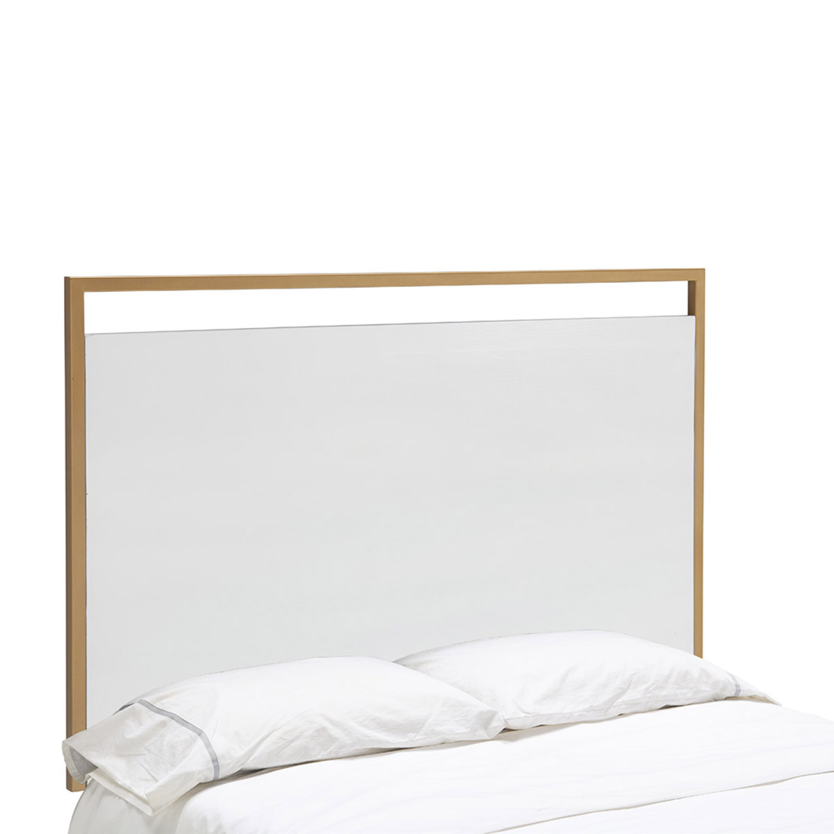 Cabecero 160x4x100 madera blanco metal dorado, de madera de cedro madera de cedro/contrachapado/hierro, color blanco, 160x4x100 cm Fijalo