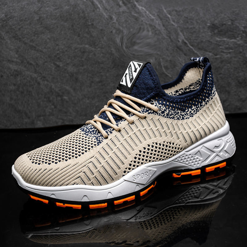 TK Nuevos zapatos casuales de moda de estilo coreano de primavera para hombre, zapatos deportivos de malla con tejido volador, zapatos deportivos para correr