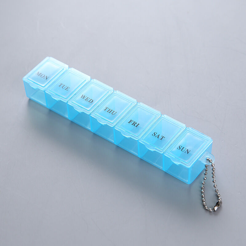CA Pastillero semanal de 7 días, pastillero, pastillero semanal francés, pastillero diario semanal, pastillero de viaje, paquete de 2 (azul claro)