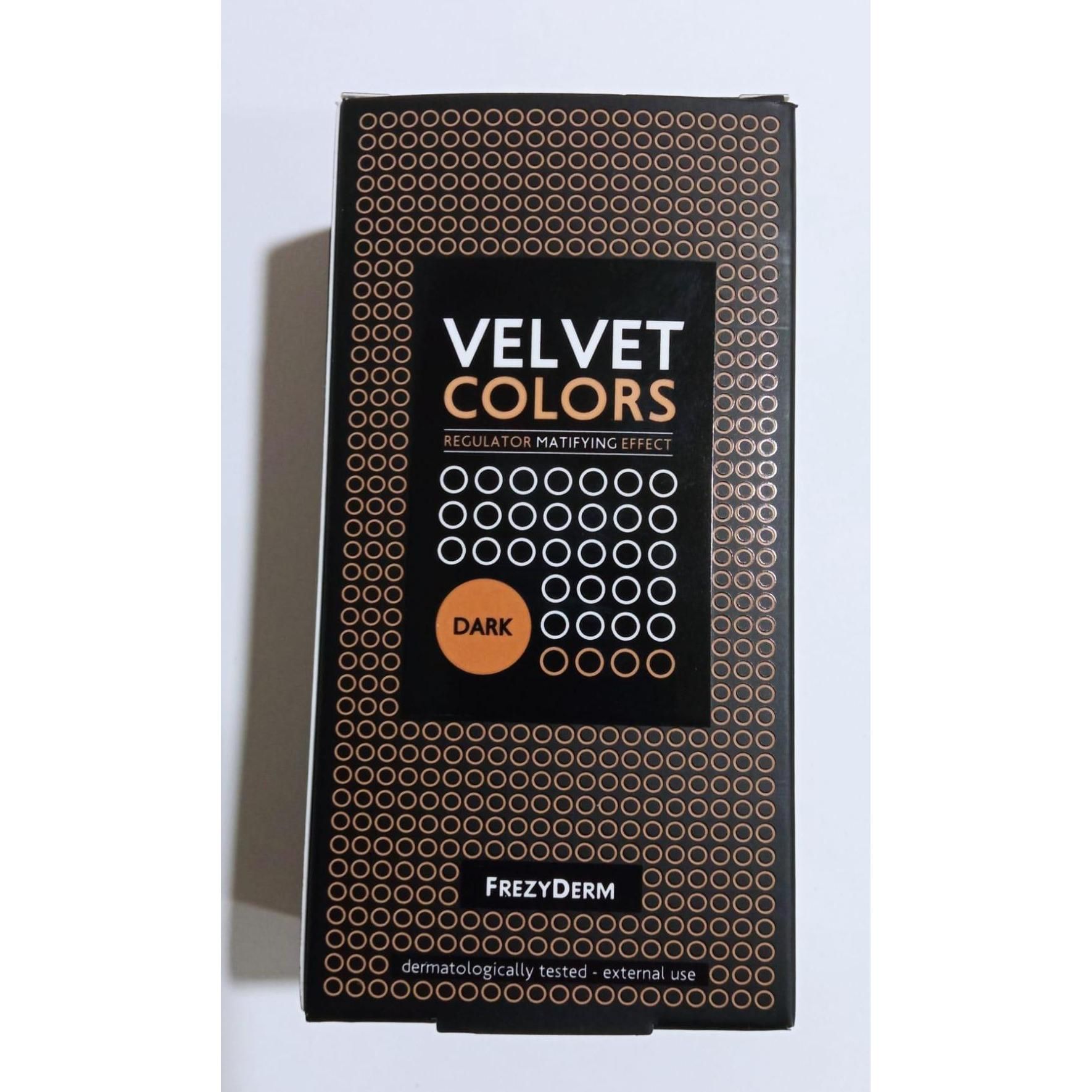 Frezyderm Velvet Colors Dark 30ml. Maquillaje para pieles morenas o bronceadas. Uniformidad de color y cobertura natural.