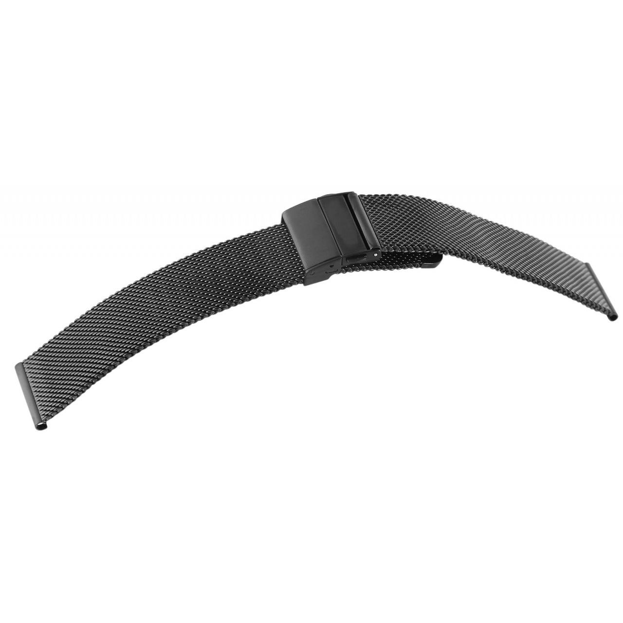 Bracelete de Reloj Preta em Aço Inoxidável - 18 mm