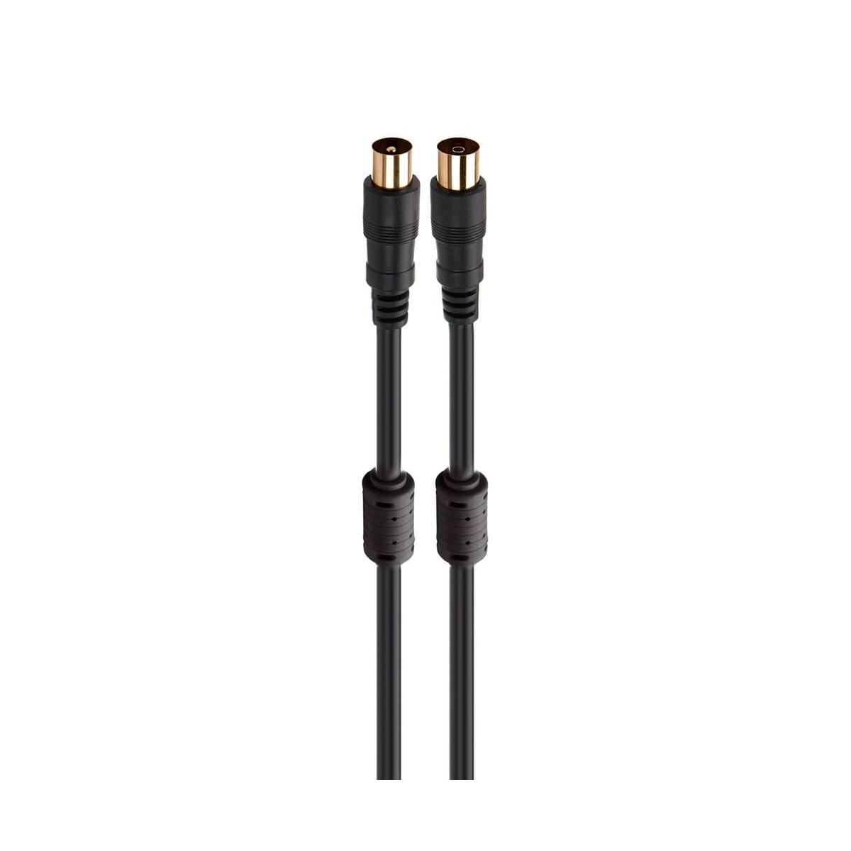 FONESTAR ANT-NE NEGRO / CABLE DE ANTENA TV / VÍDEO COAXIAL MACHO A ANTENA TV / VÍDEO COAXIAL HEMBRA 1,5 METROS