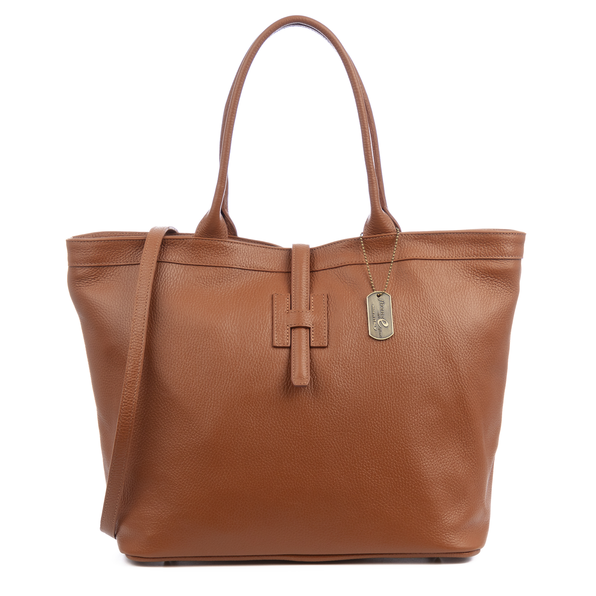 FIRENZE ARTEGIANI Aurigo bolso Shopper mujer de piel auténtica Dollaro. Doble posición. Fabricado en Italia 42x20x32 Cm.