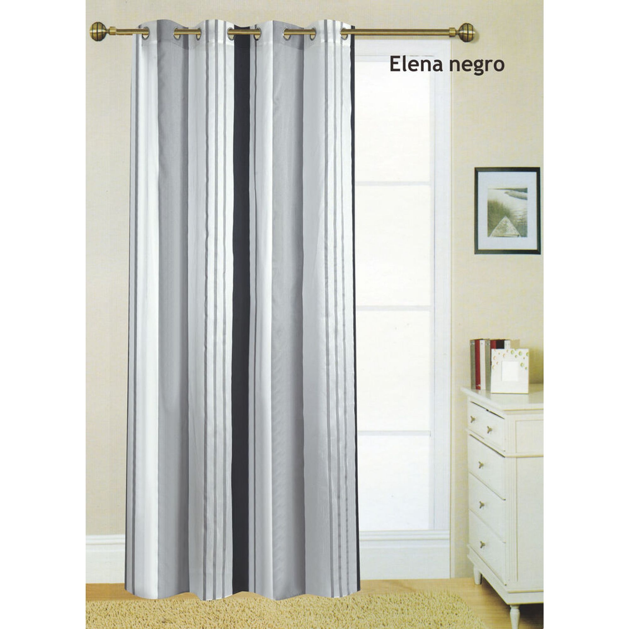 TEJIDOS REINA  Cortina ollados Modelo: elena  - Medida Cortina Ollados 140x260 Cm
