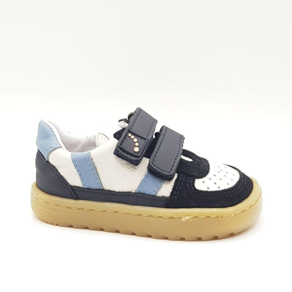 Zapatillas Caicos Blue Blanditos By Crio´s Barefoot de Piel para Primeros Pasos  y Cierre Doble Velcro