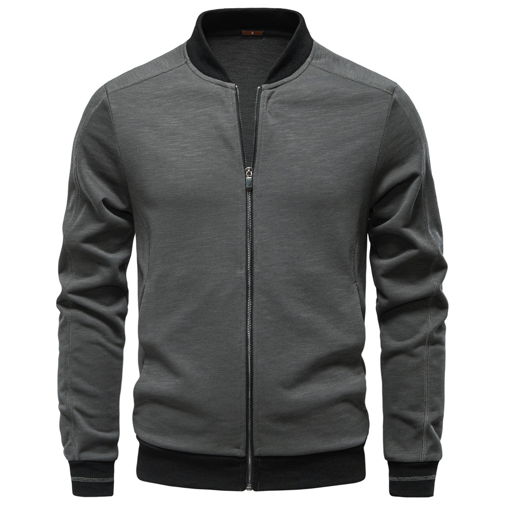 TK Chaqueta de estilo informal elegante para hombre, con cuello tipo béisbol, de corte ajustado, ideal para otoño e invierno.
