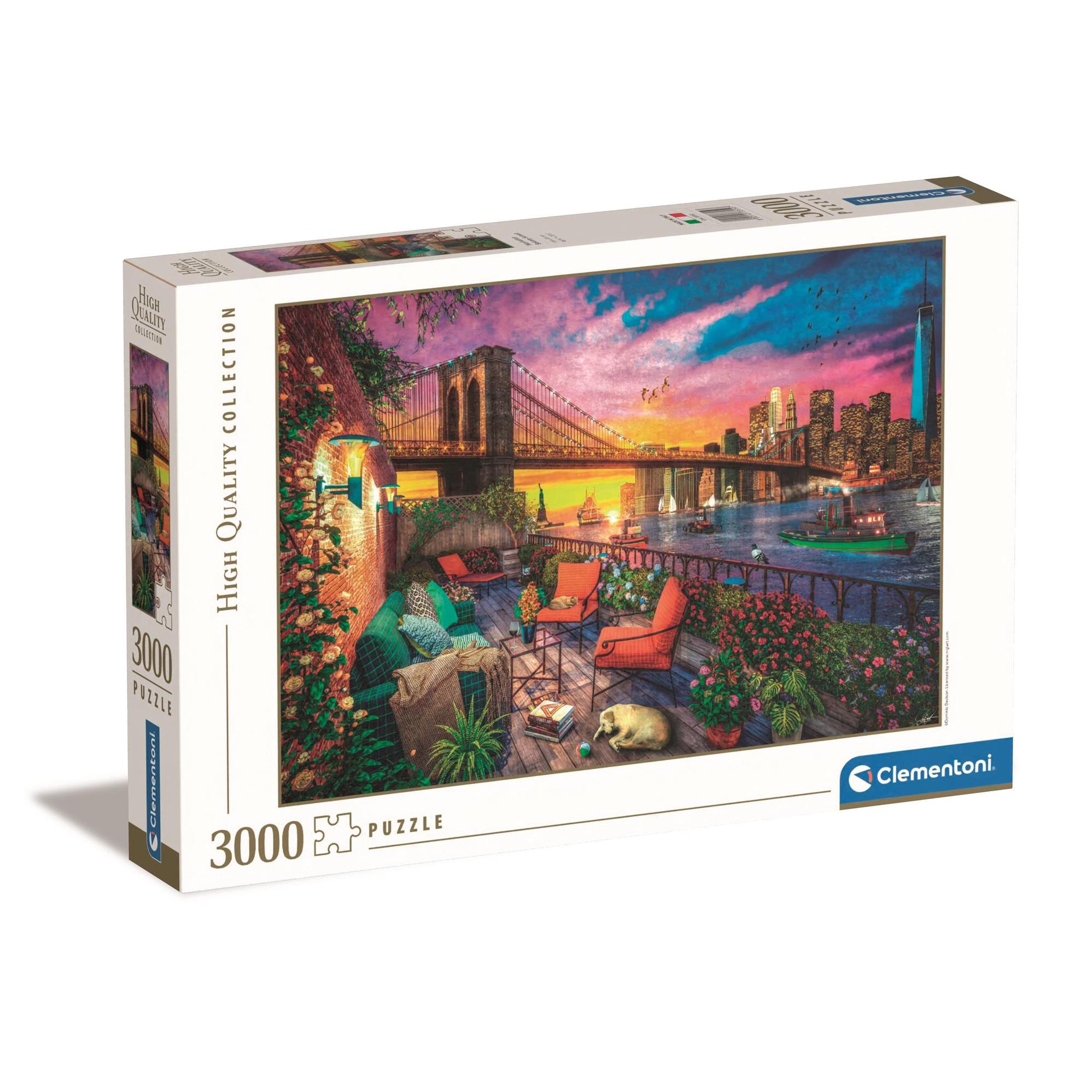Clementoni – Puzzle de 3000 Piezas para Adultos Atardecer en un Ático de Manhattan – Dimensiones 118,4 x 84,5 cm, Alta Calidad – Ideal para Relax y Tiempo Libre – A partir de 14 Años