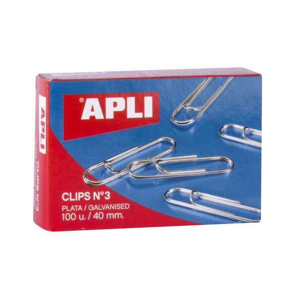 Apli pack de 100 clips galvanizados nº3 40 mm
