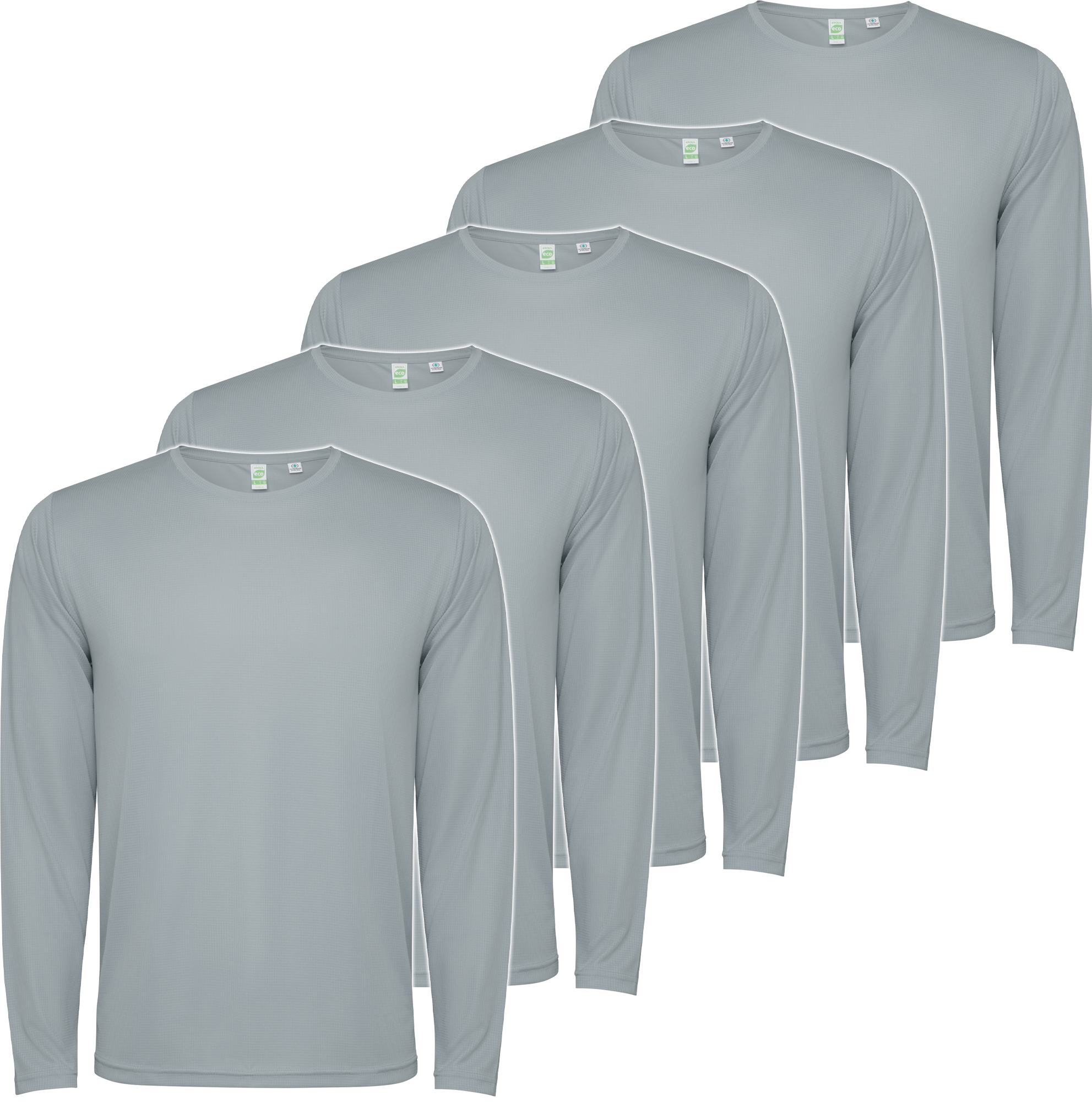 PACK 5 | Camiseta Técnica Manga Larga | Poliéster | Transpirable | Roly