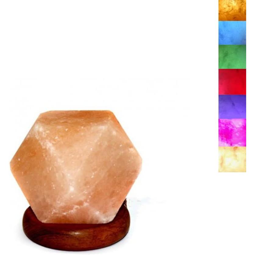 PLUSHOME Lámparas de Sal del Himalaya Naturales Alta Calidad con USB y Base de Madera