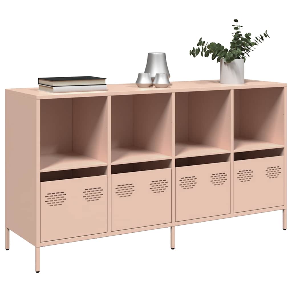 vidaXL Aparador de acero laminado en frío 135x39x73,5 cm en color Verde oliva/Rosa/Negro y más