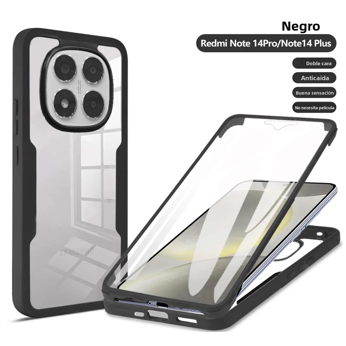 TK Funda De Teléfono Transparente Para Redmi Note 14 pro plus 360 Grados Protegida Anti Caída Y Anti Choque Material De Plástico