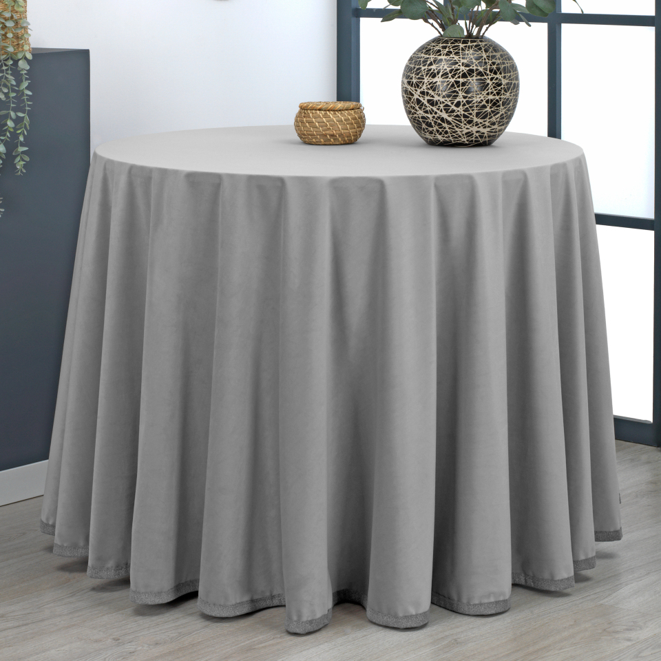VALENTIA HOME Falda Mesa Camilla Velutto (terciopelo) | Ropa Mesa Camilla Redonda | Mesa 60, 70, 80, 90, 100, 110, 120 CM | Camilla Mesa Decorativa | Tejido Terciopelo para Invierno y Otoño | Faldillas Mesa Camilla con Altura para Mesa 75 cm
