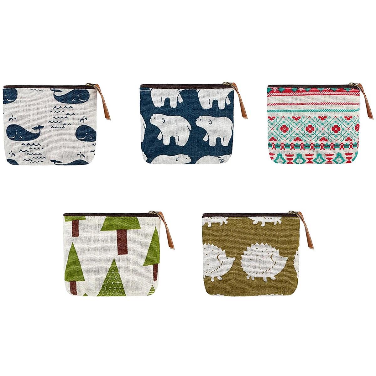Monedero - 5 piezas - Neceser - Lona - Cartera de mujer - Monedero - con cremallera - Multifuncional - Mini - 12*10cm - 5 estilos