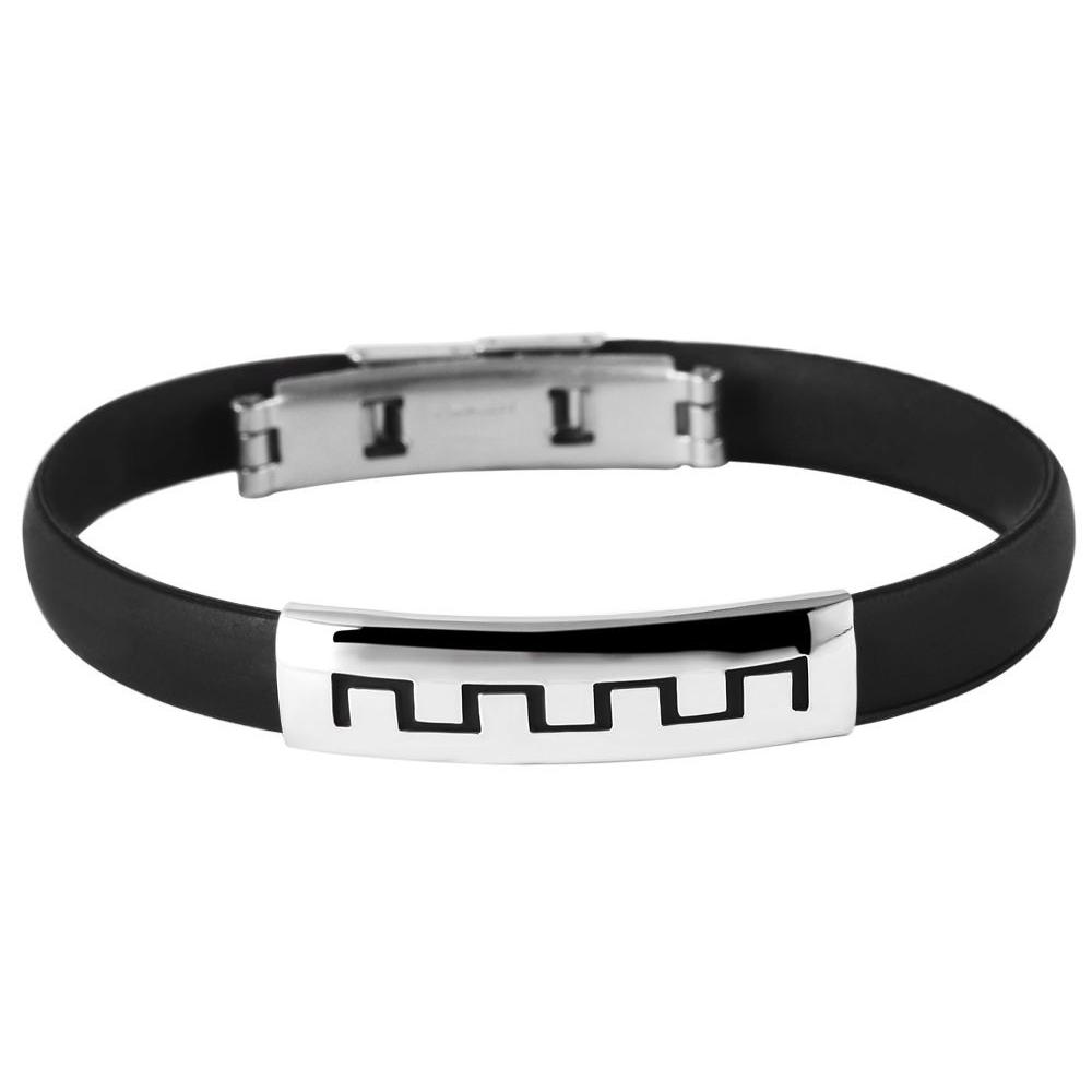 Akzent® Pulsera em Borracha e Aço Inoxidável
