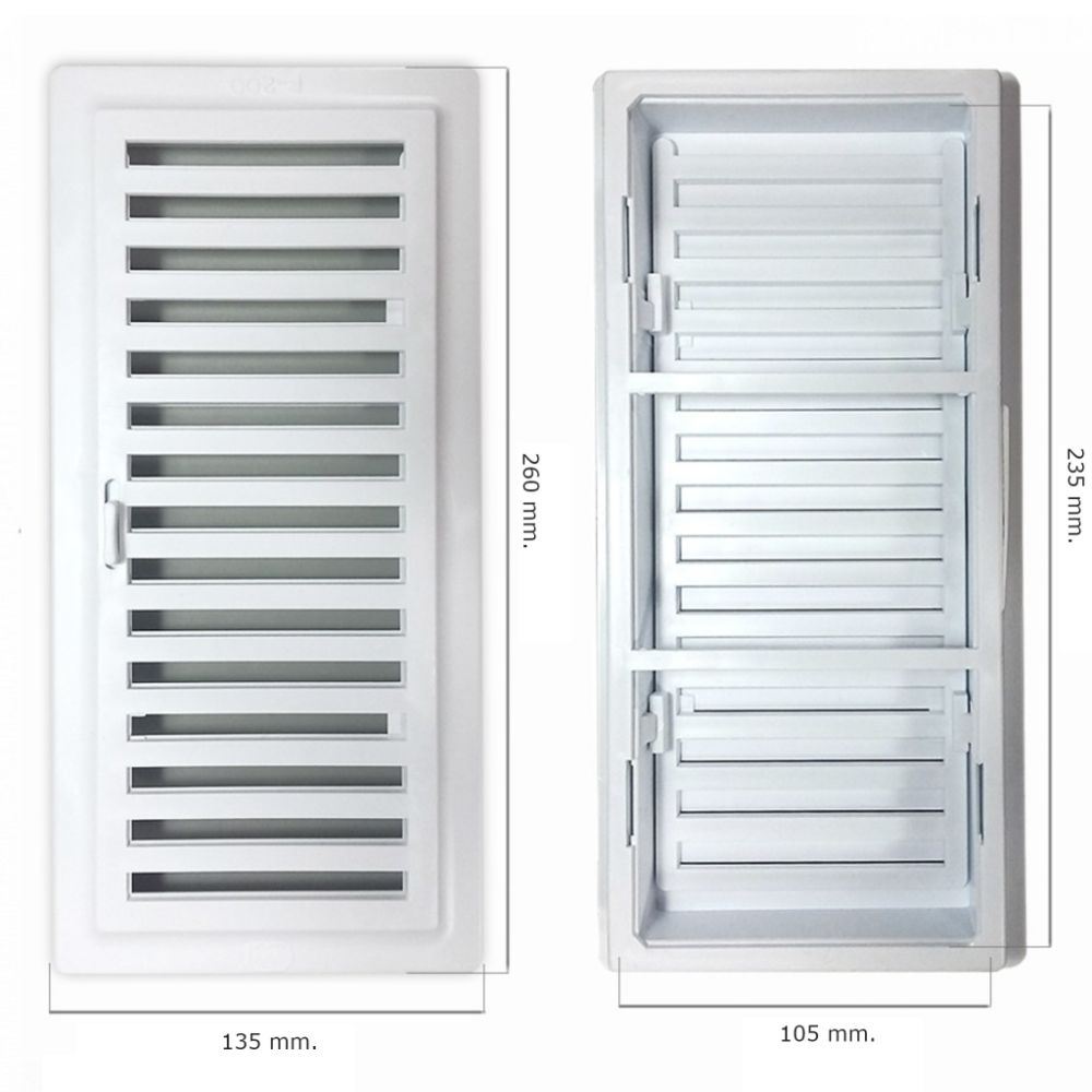 Bricoloco.com Rejilla de Ventilación Plástico Rectangular Bricoloco - Modelo Shunt