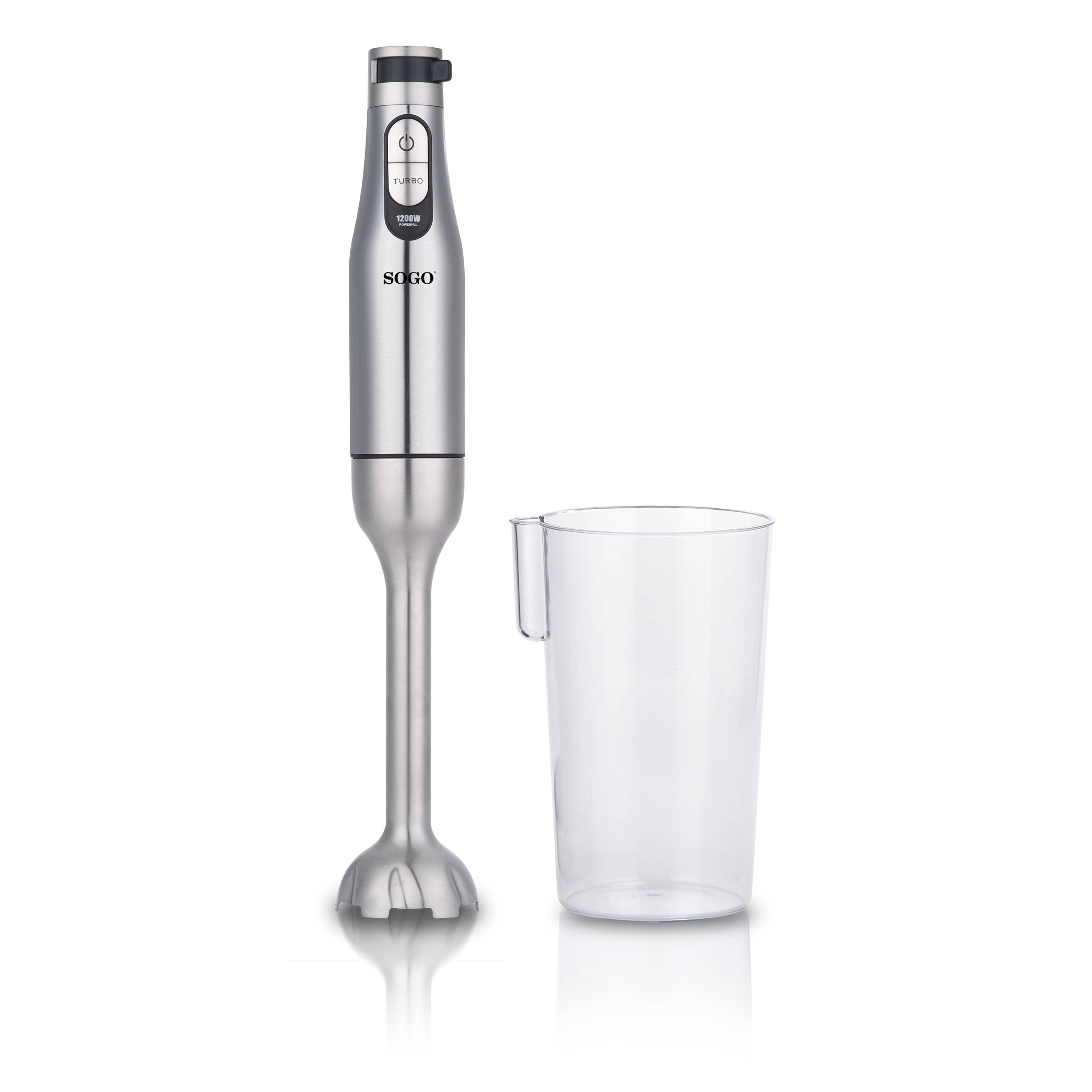 Batidora De Mano Sogo Acero Inox 1200W Con Vaso