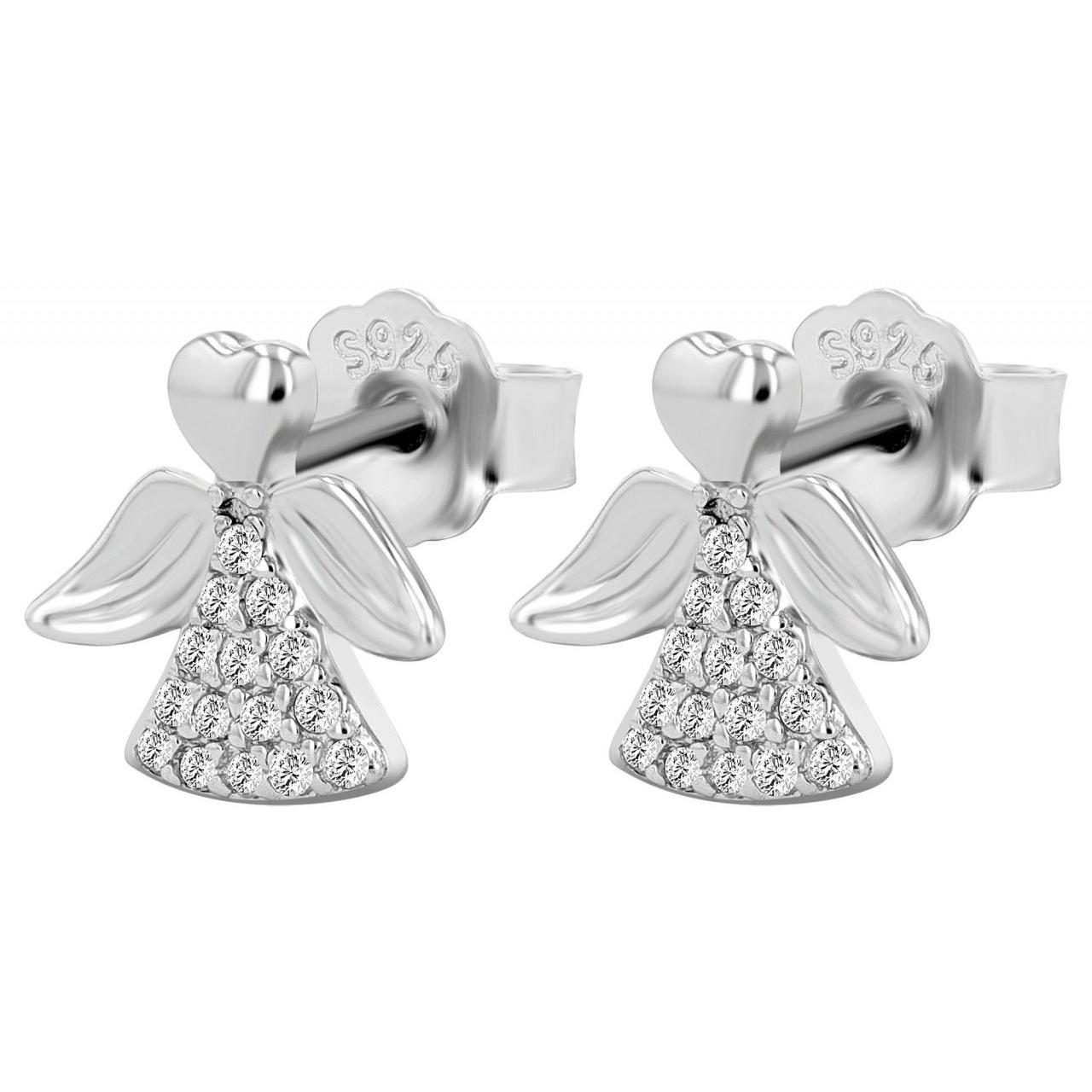Pendientes Anjo em Prata de Lei 925 com Zircônias Banhado a Ródio