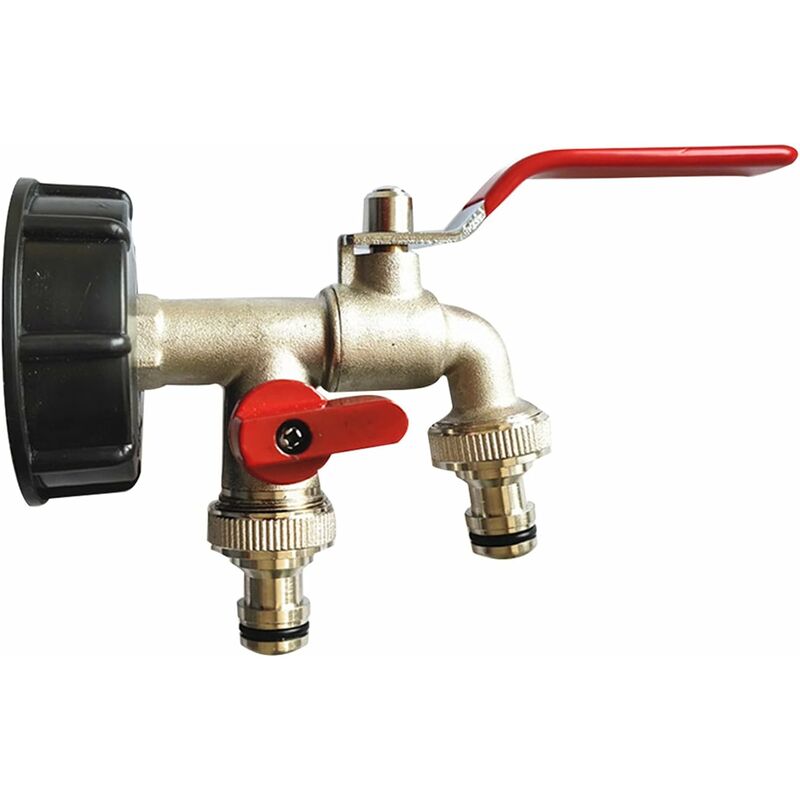 CA 1/2 Grifo de Jardín Doble, Grifo de Tanque de Agua 1000L IBC adaptador de Tanque de Agua Grifo de Agua, PP