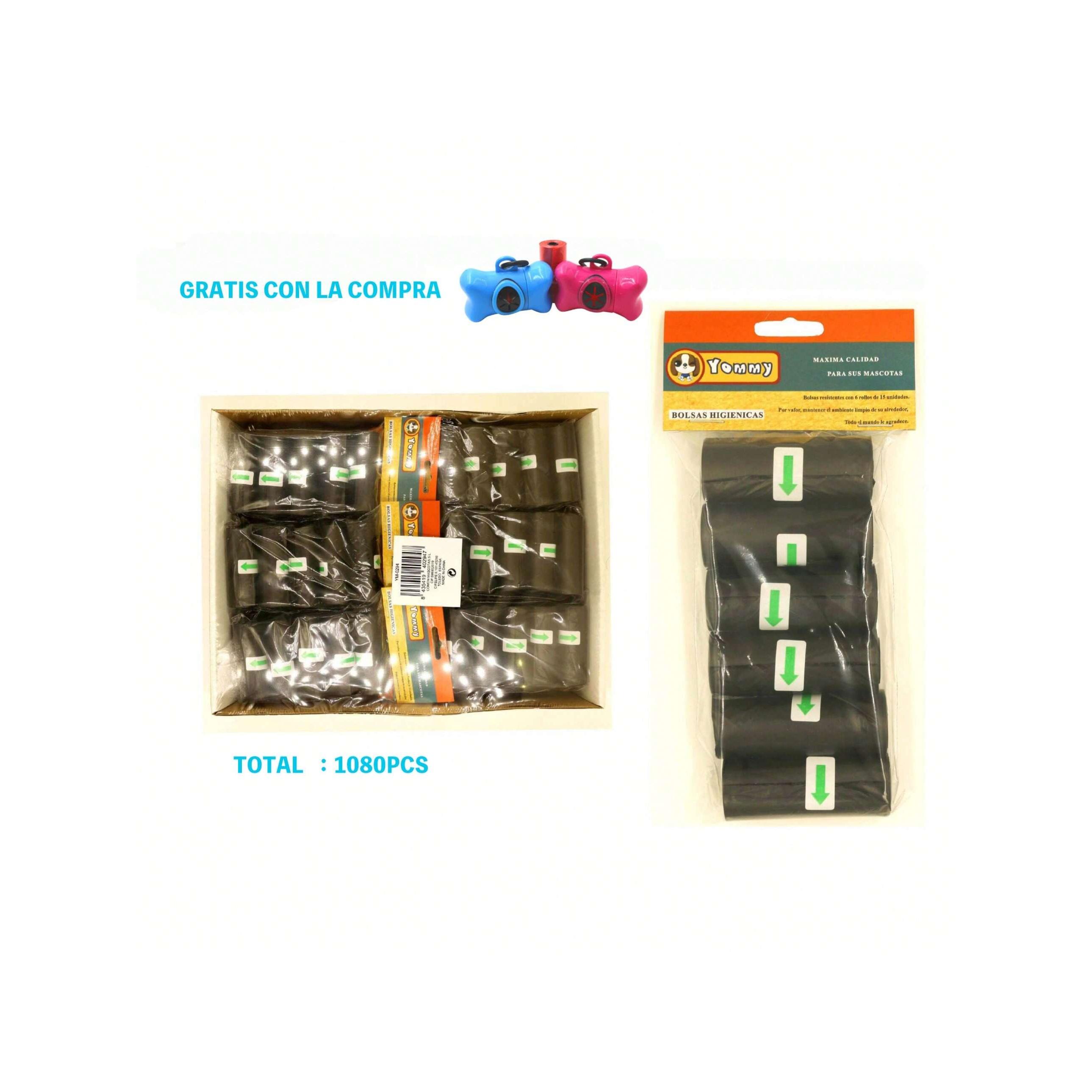 Bolsas Higiénicas para Mascotas con Alta Capacidad|Opciones de 1080, 1800 o 2400 unidades|Rollos individuales para mayor comodidad|Incluye dispensador portátil en forma de hueso GRATIS|Ideales para paseos, higiene diaria y recolección de desechos de tu pe