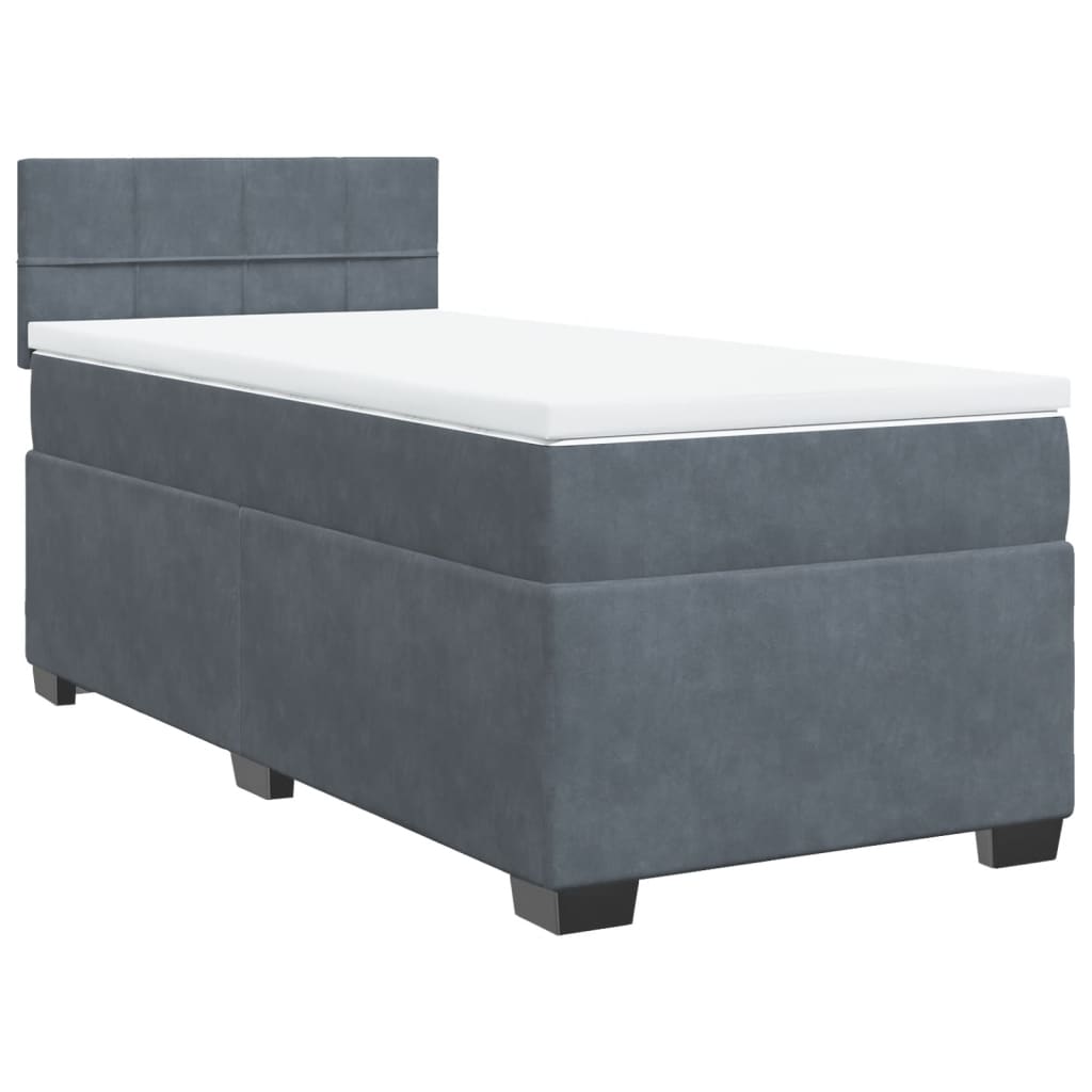 vidaXL Cama box spring individual con colchón terciopelo gris oscuro