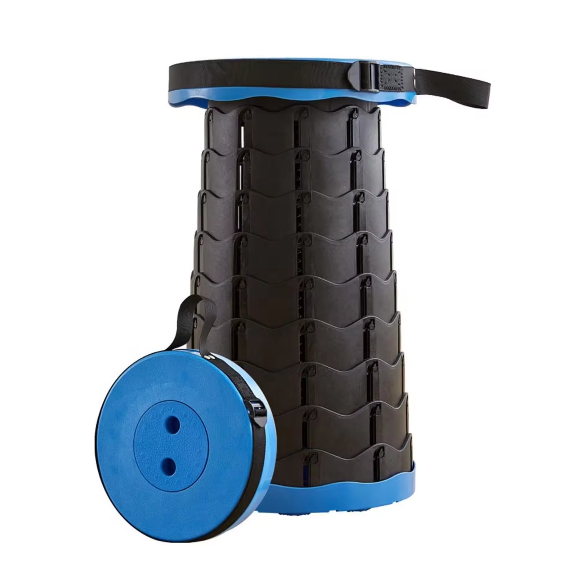 Taburete Plegable Portátil de Segunda Generación, Taburete Telescópico Ligero, Carga 550 LB, para Exteriores, Senderismo, Pesca, Barbacoa, Interior, Viajes, Fiestas, Altura Ajustable 6.5-45 cm
