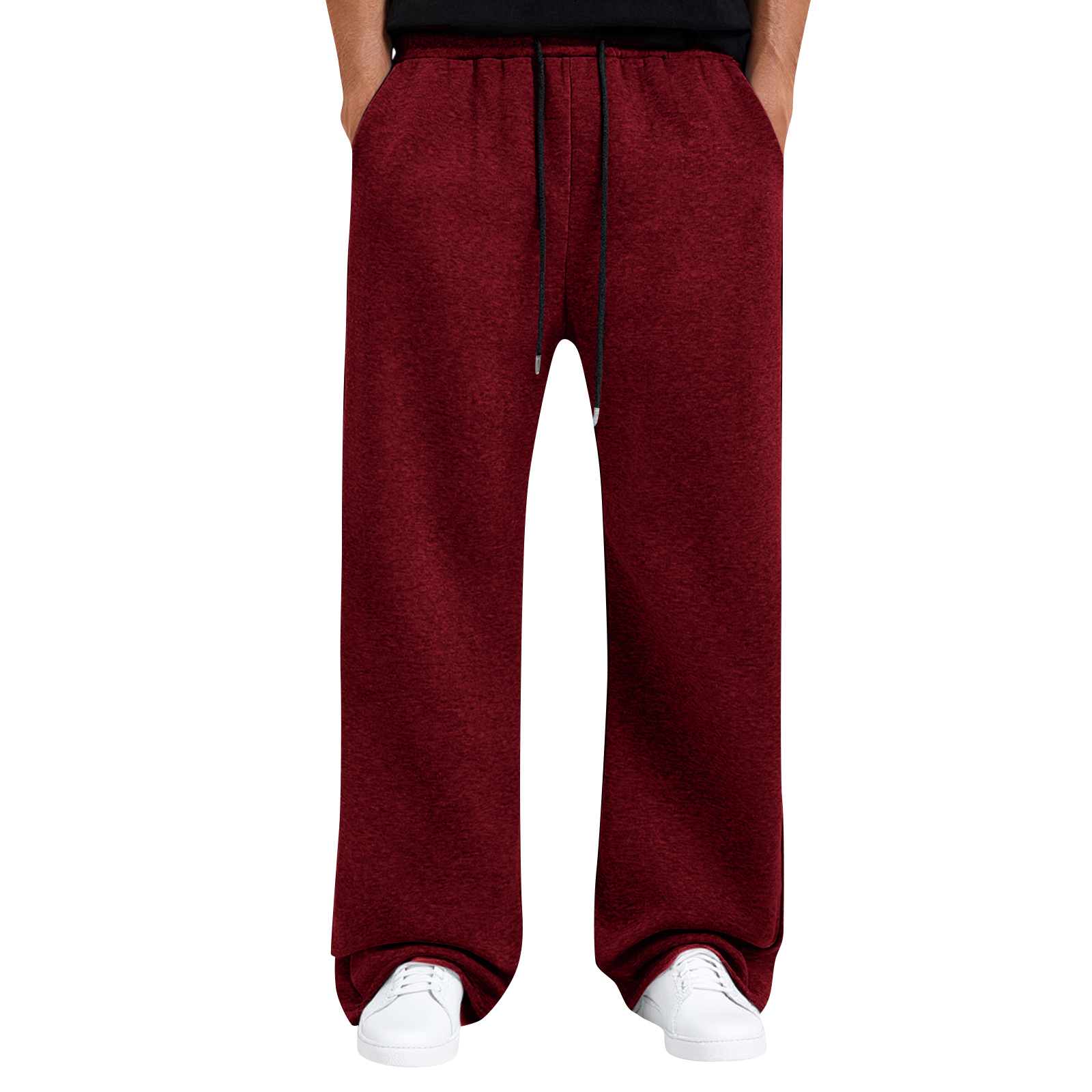 TK Pantalones Casuales Para Hombre Con Cintura Elástica Y Pierna Ancha De Color Sólido Pantalones De Sudor Transpirables Y Cómodos Para Todas Las Estaciones