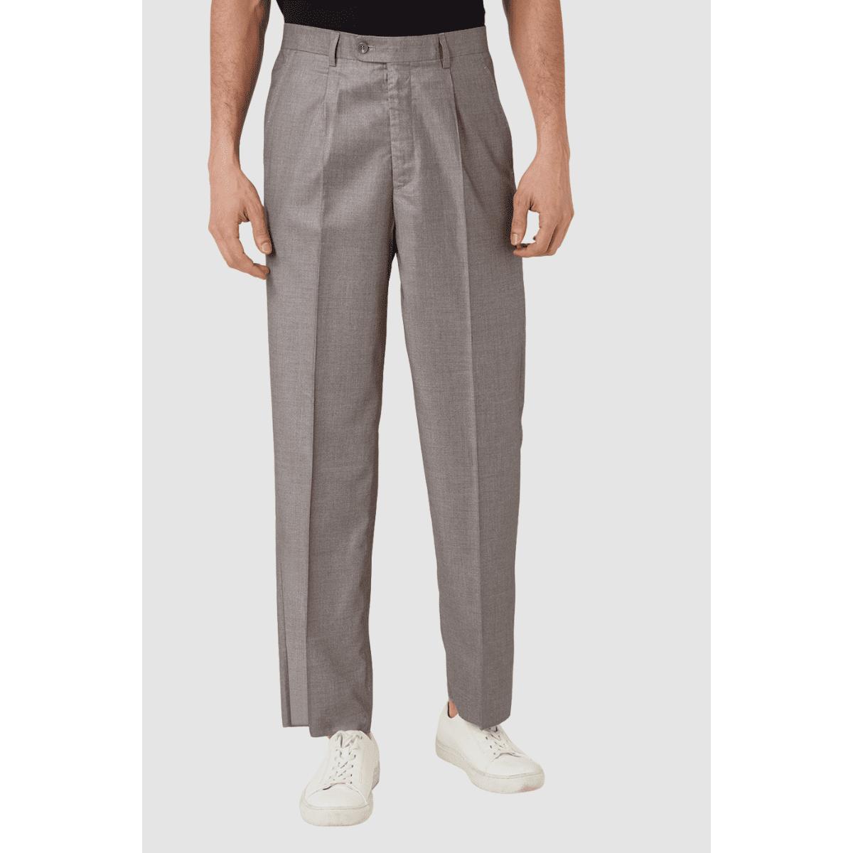 Pantalón traje hombre, pantalones formales, lana mezclada, corte clásico, bolsillos ribete y botón, trabillas, cierre cremallera corchete, gris, talla 48, elegante, cómodo, versátil, ✅Entrega 24/48h
