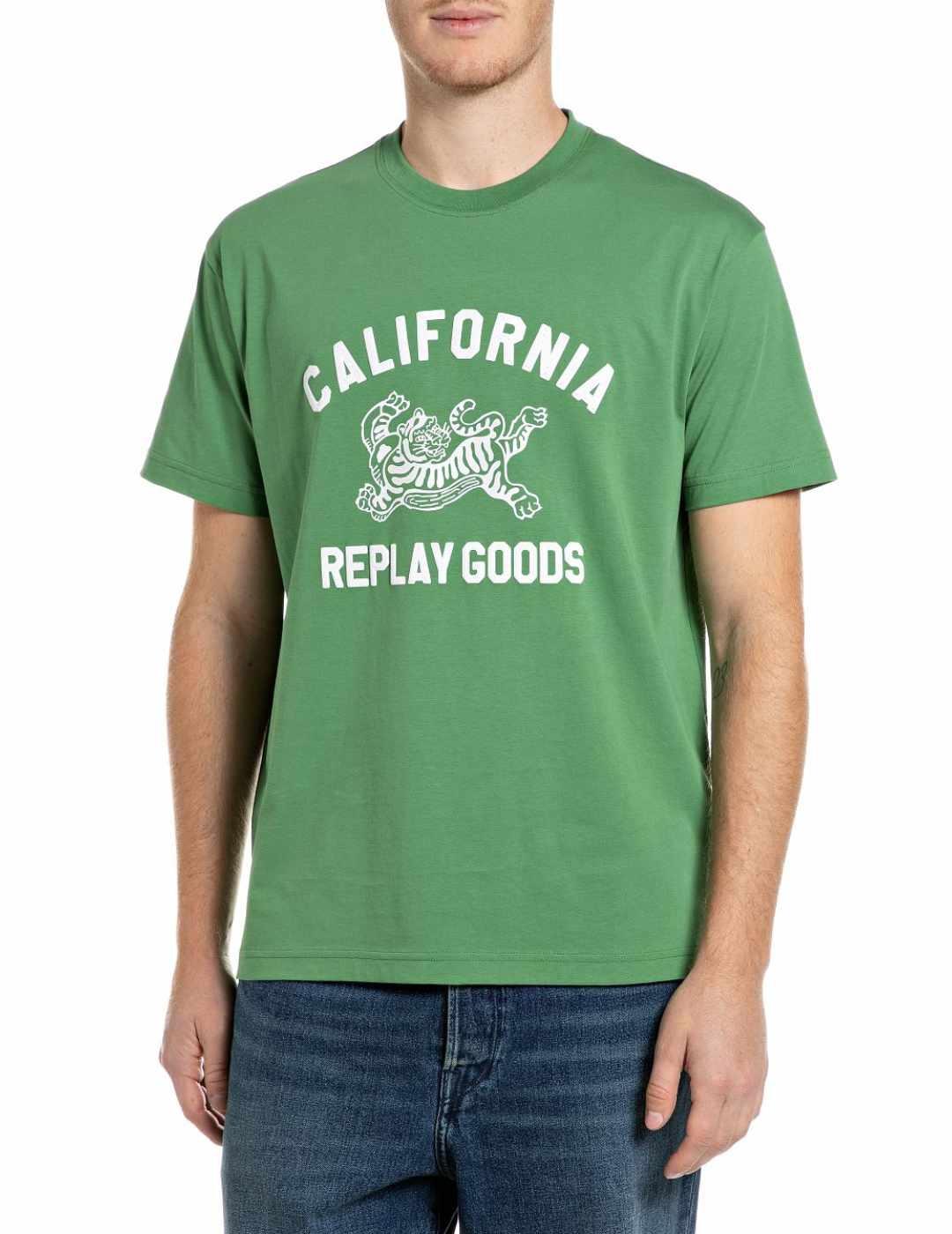 Camiseta Replay verde manga corta para hombre