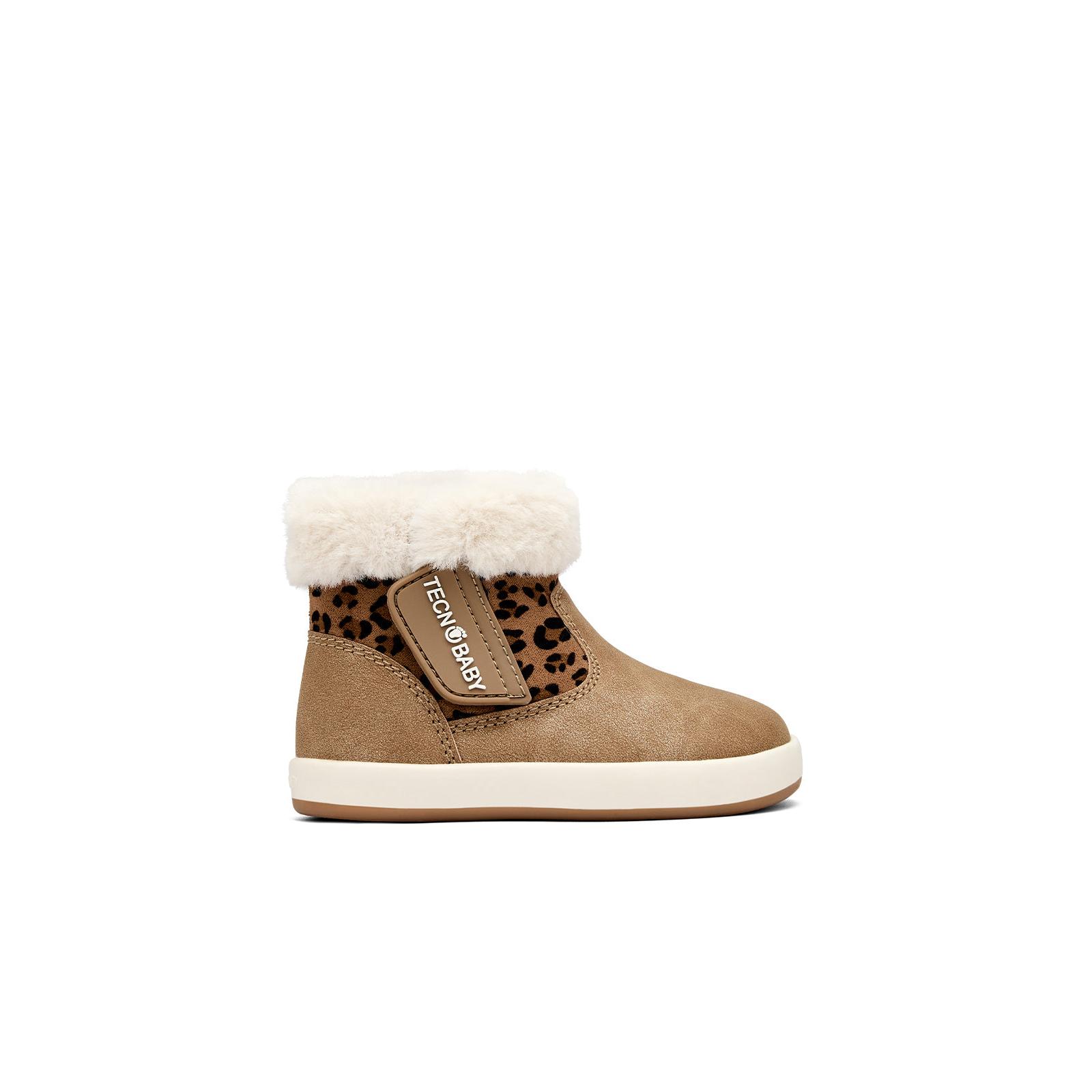 Conguitos - Botas de Bebé Barefoot con Estampado de Leopardo en Marrón para Niños y Niñas