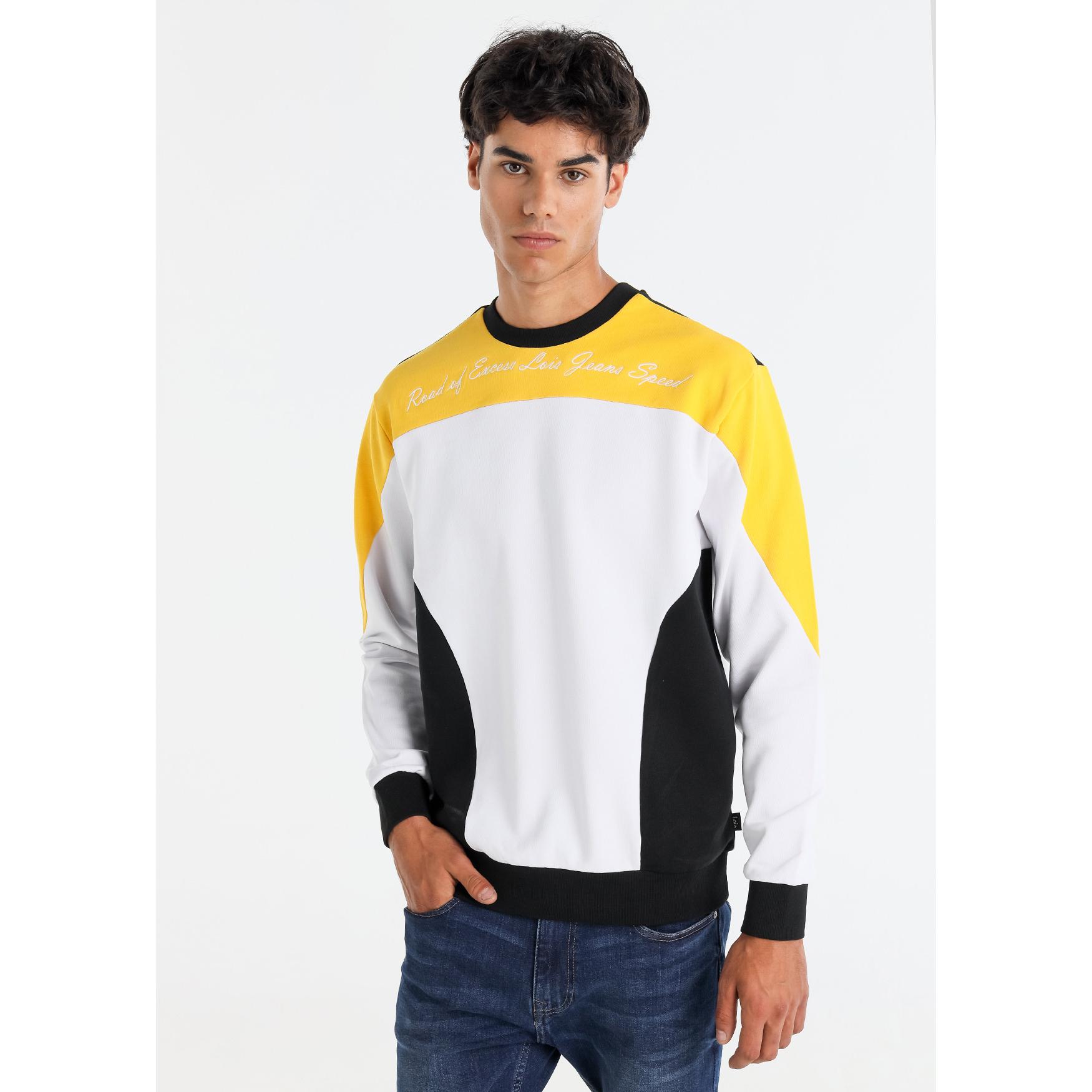 LOIS JEANS - Sudadera tricolor cuello caja