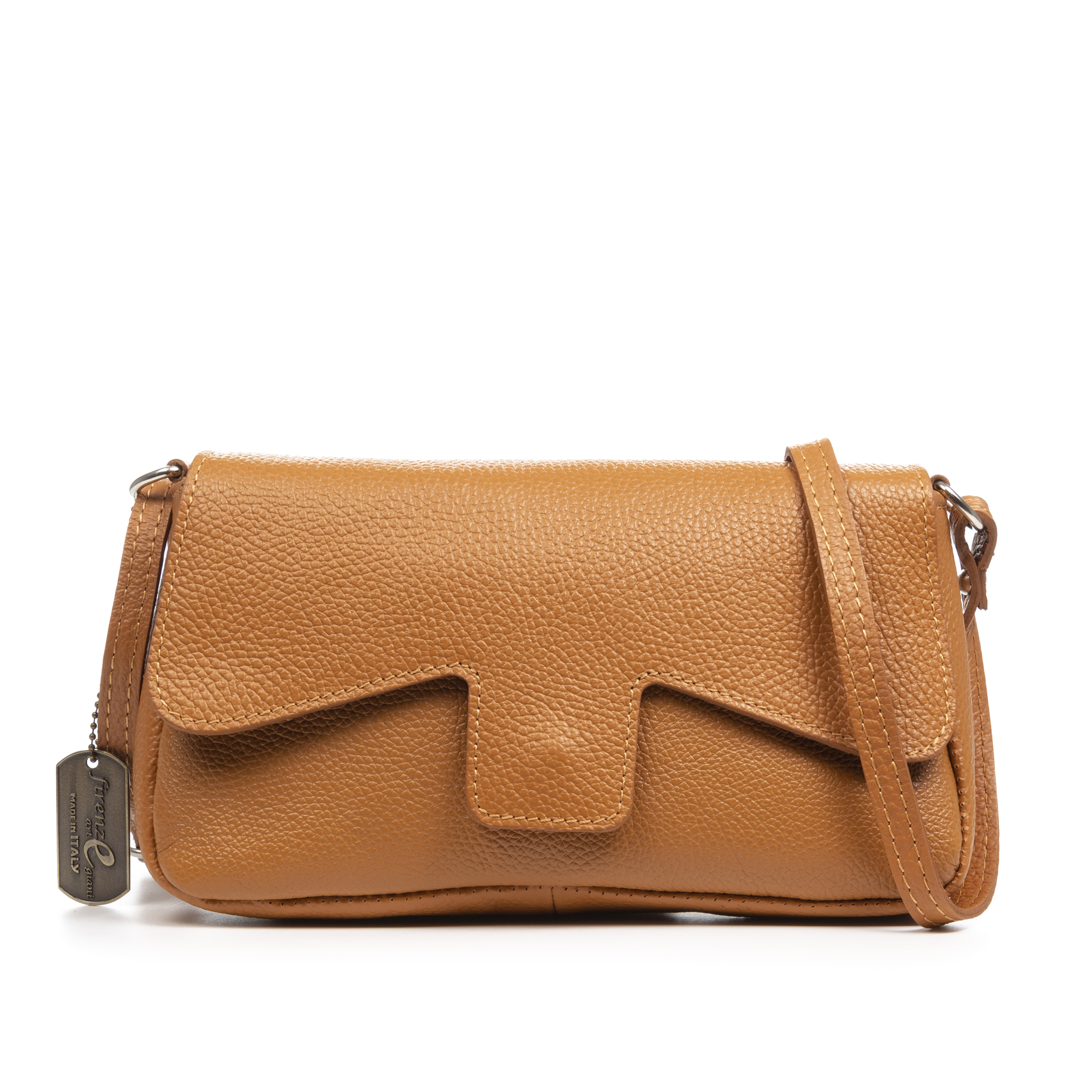 FIRENZE ARTEGIANI Arcade bolso bandolera mujer. Piel auténtica acabado Dollaro. Fabricado en Italia 26x6x15 Cm.