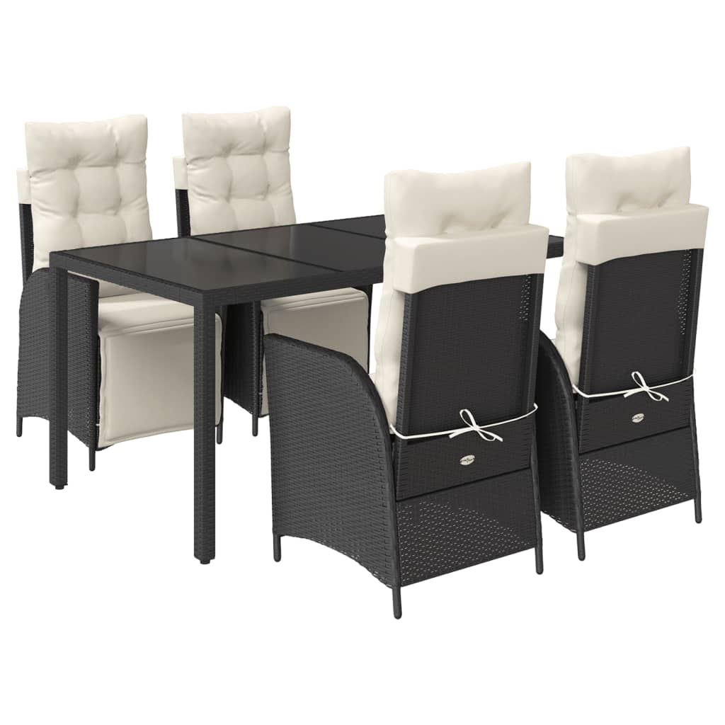 vidaXL Set de muebles jardín 5 pzas con cojines ratán sintético negro