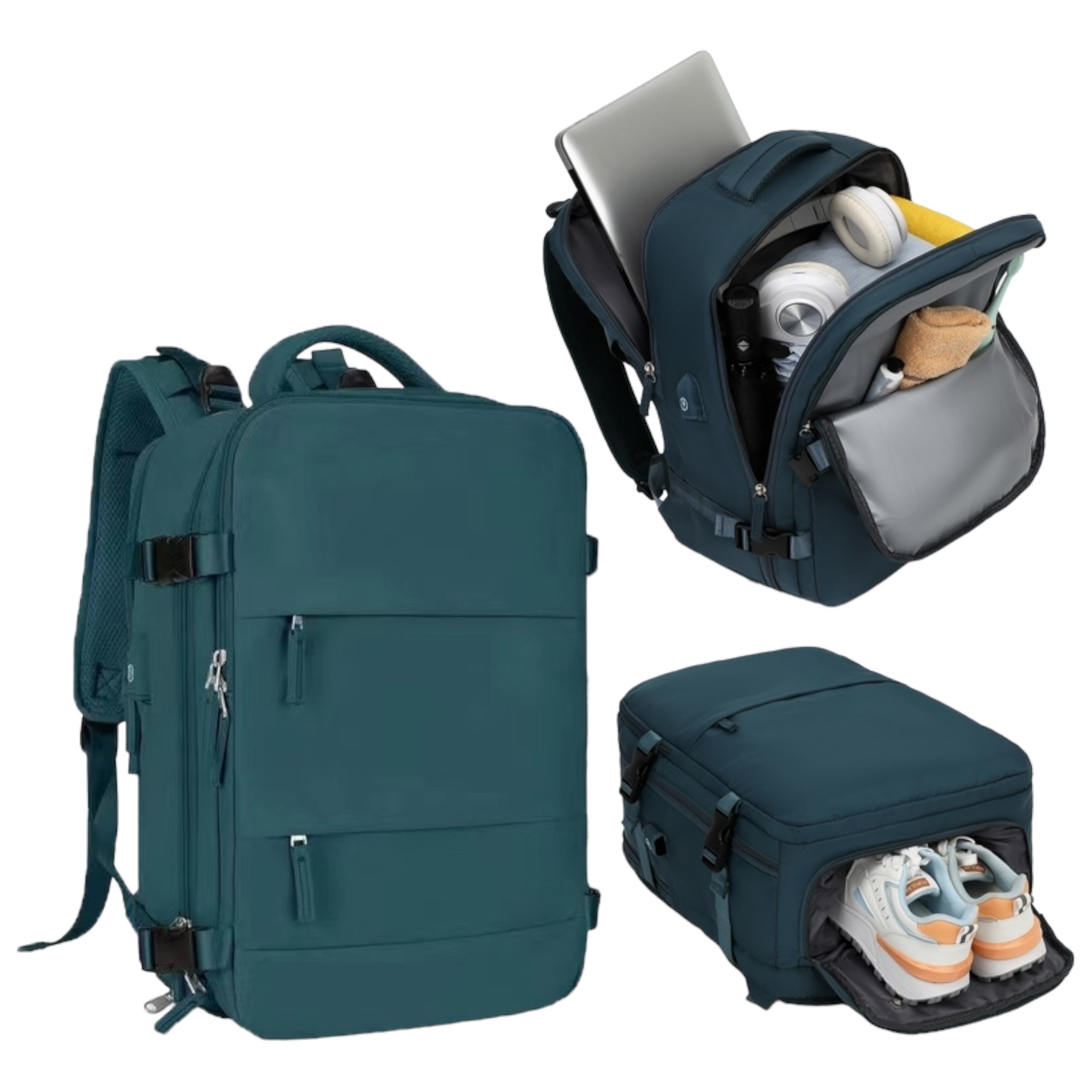Mochila de Viaje para Cabina de Avión 45x36x20 para Vueling, EasyJet, Ryanair Equipaje de Mano Impermeable y Espaciosa con Compartimento para Zapatos y Puerto USB Mochila Antirrobo Multifuncional para Viajes y Escapada (2210-002 1288 2350 H24)