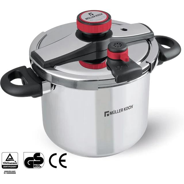Muller Koch Olla a Presión de 10 litros, Acero Inoxidable, Gris, 24 cm