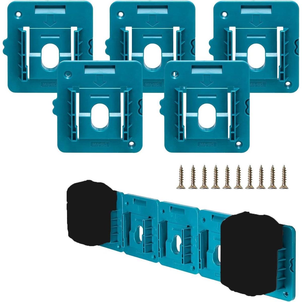 Porte-batterie, compatible avec les batteries Makita 18V, support de montage mural, compatible avec BL1850, BL1840, BL1830 et autres modèles, peut être utilisé pour organiser les garages/studios/chariots de travail (5 pièces, batteries non incluses).