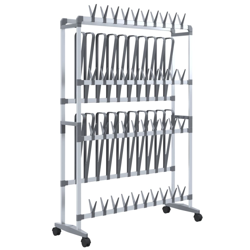 vidaXL Zapatero con ruedas plateado 89x27x120 cm