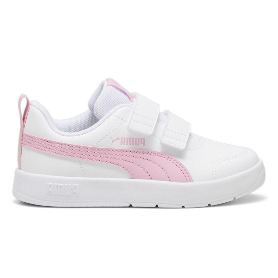 Zapatillas niña Puma Courtflex V3 color balanco y rosa deportivas escolares de la marca Puma con cierre de doble tira adherente deportivos colegiales muy comodos