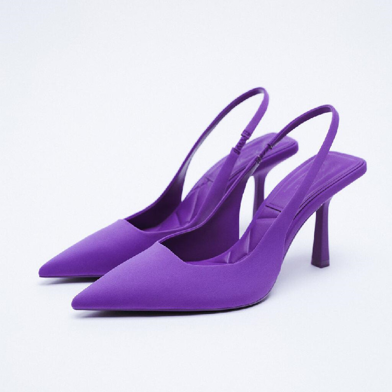 TK ZA nuevo Zapatos de mujer de Primavera y Verano con diamantes de Imitación Verdes, Zapatos de Boda de temperamento de moda, Mulas de Hada con Punta, Zapatos de Tacón alto, sandalias individuales.