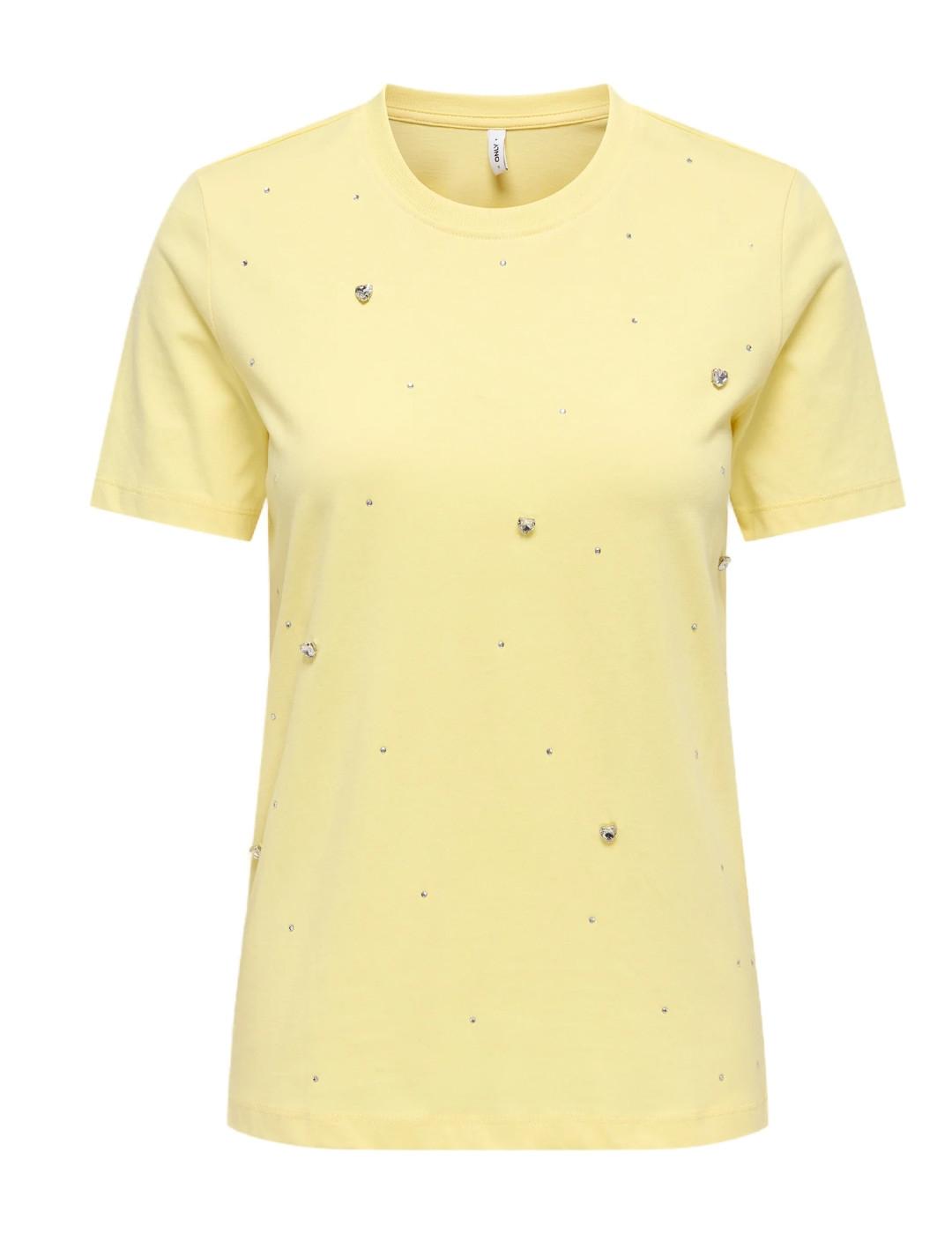 Camiseta Only Filizza amarilla manga corta para mujer