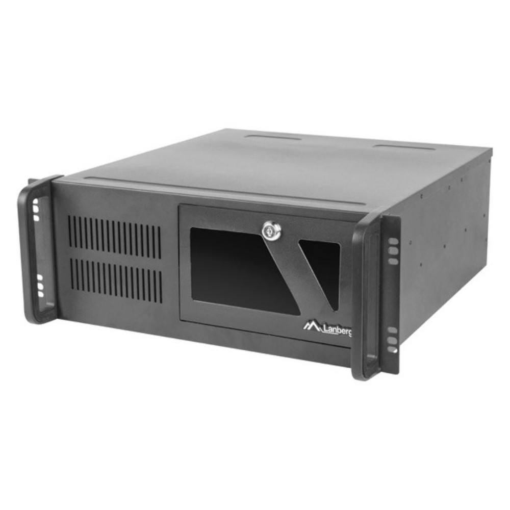 Lanberg - Chasis rack 4U para NAS y servidores SC01-4504-10B con 3 ventiladores, 7 bahías para discos duros y estructura de acero negro, ideal para infraestructura IT profesional