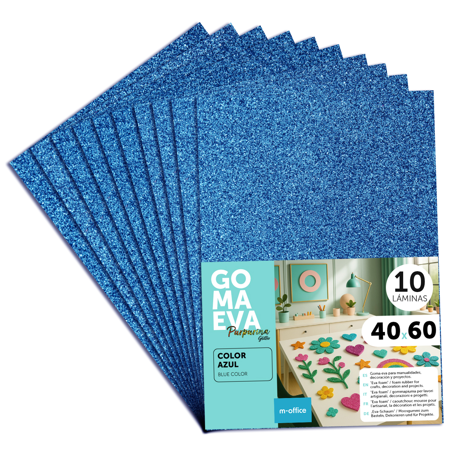 Goma Eva para Manualidades, Goma Espuma de Colores para Proyectos Creativos, Ideales para Artes y Manualidades, uso Escolar, Profesional o Artístico 40x60cm - m-office