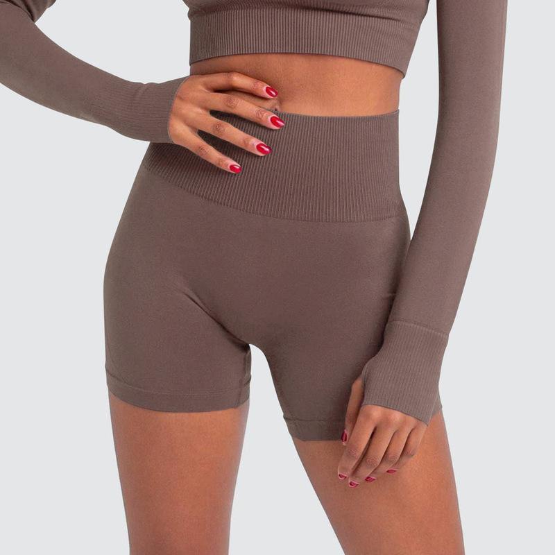 OmHO Ropa de Yoga de Tela Súper suave, Pantalones cortos de Gimnasio con Realce, Mallas Deportativas de Faja Alta Para Mujer, pantalones cortos de entrenamiento y ciclismo