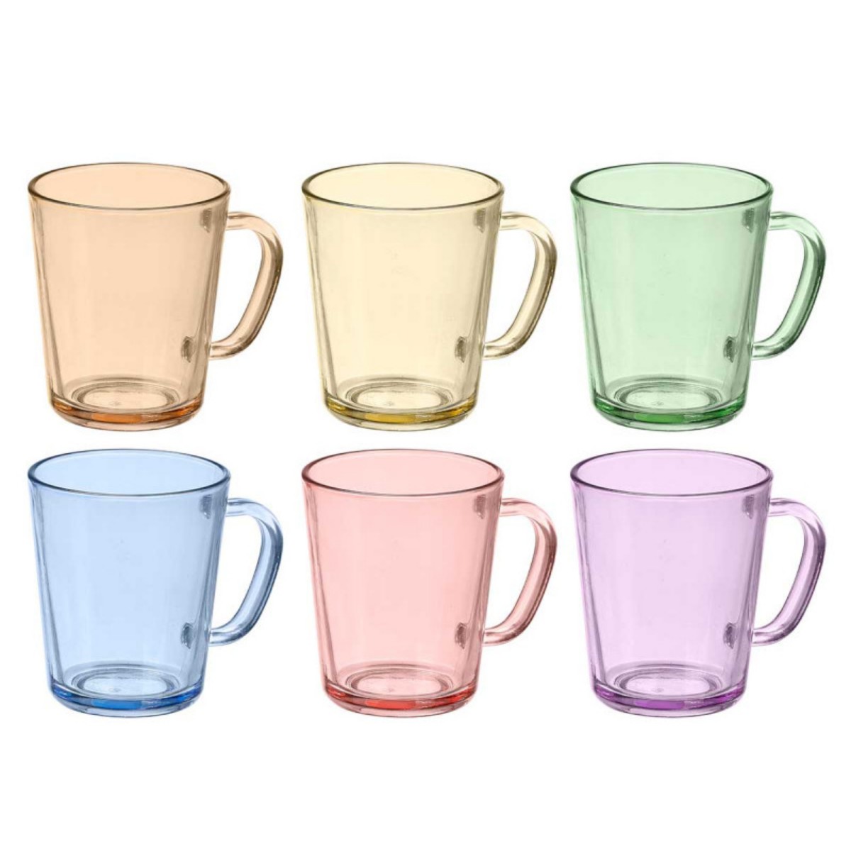 Zylx shopping - Set de 6 Tazas de Vidrio de Colores - Jarra Mug 385 ml para Café, Té y Bebidas