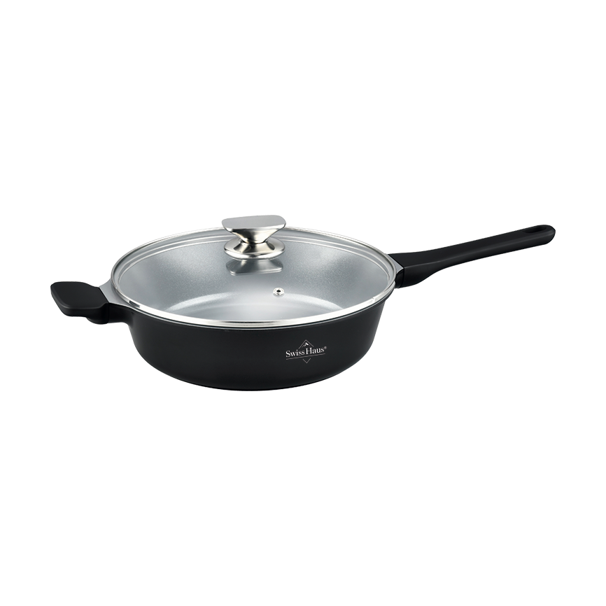 Sartén honda de 26/28 cm - APTO INDUCCION - NEGRO - GRIS - SWISS HAUS