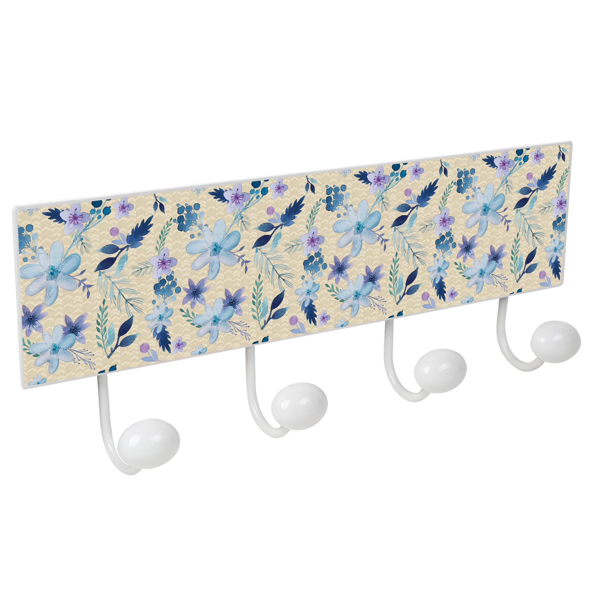 PERCHA pared metal diseño Retro Vintage decoración AZUL con 4 GANCHOS porcelana