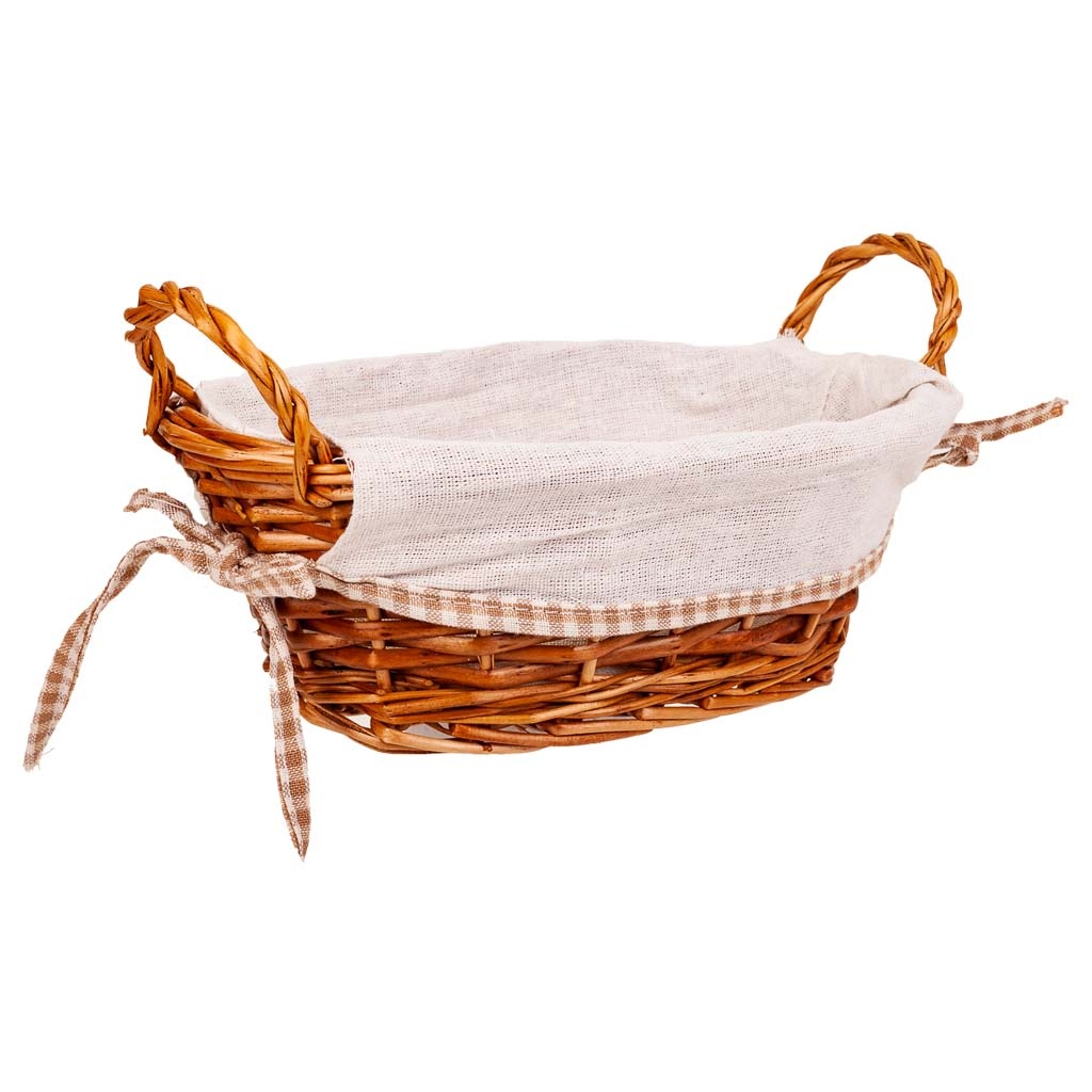 Wonderlust Deco - Panera mimbre forrada marrón 26x18x11 Marrón 26x18x11h cm